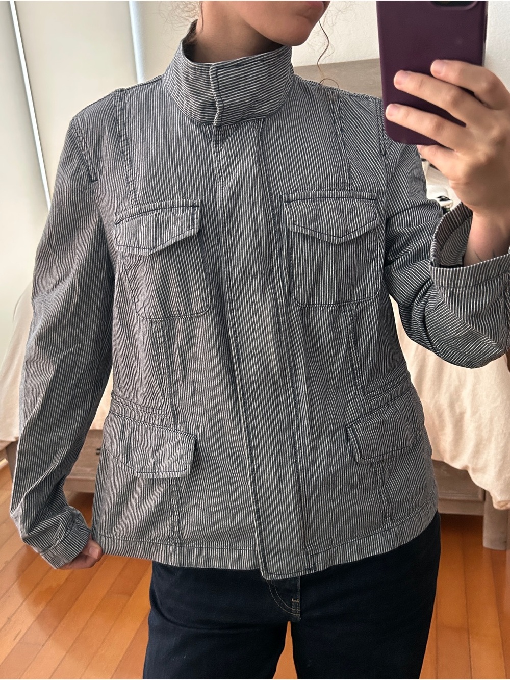 Talbots Black and White Pinstripe Utility Jacket - Picture 1 of 6